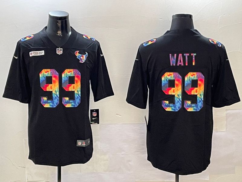 Men Houston Texans #99 Watt Black Rainbow 2024 Nike Limited NFL Jersey style 1->pittsburgh steelers->NFL Jersey